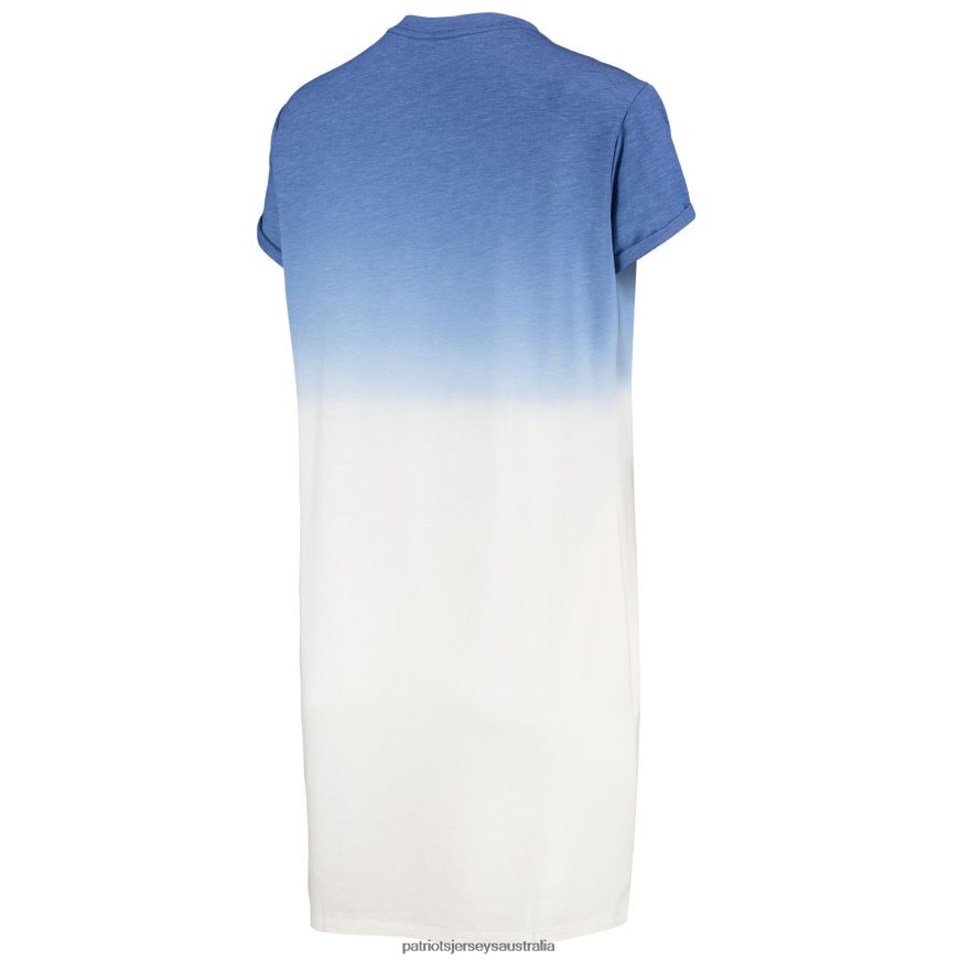 Women Junk Food Heathered Royal/White Ombre Tri-Blend T-Shirt Dress ZZ06V22230 Patriots Jersey Clothing