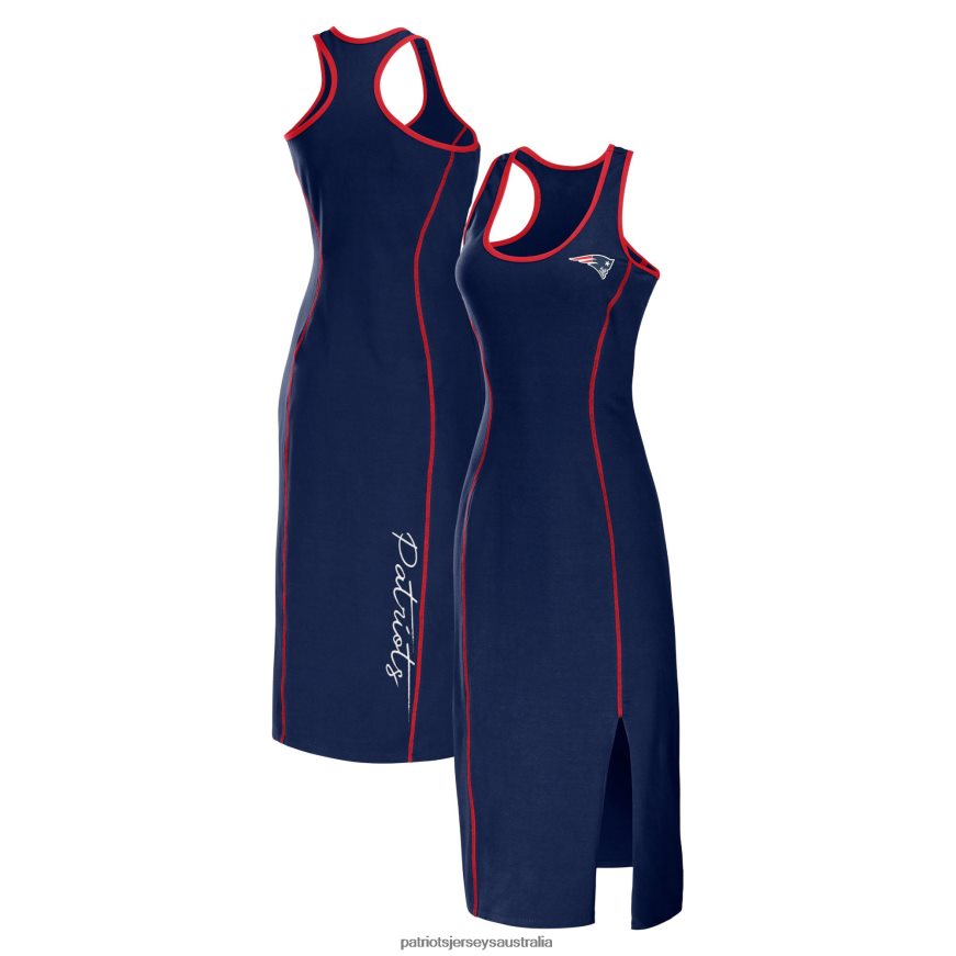 Women WEAR by Erin Andrews Navy Racerback Tank Midi Dress ZZ06V22221 Patriots Jersey Clothing