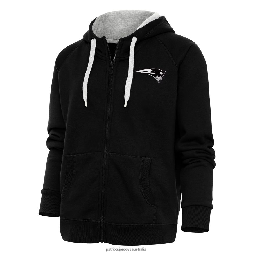 Women Antigua Black Metallic Logo Victory Full-Zip Hoodie ZZ06V22361 Patriots Jersey Clothing