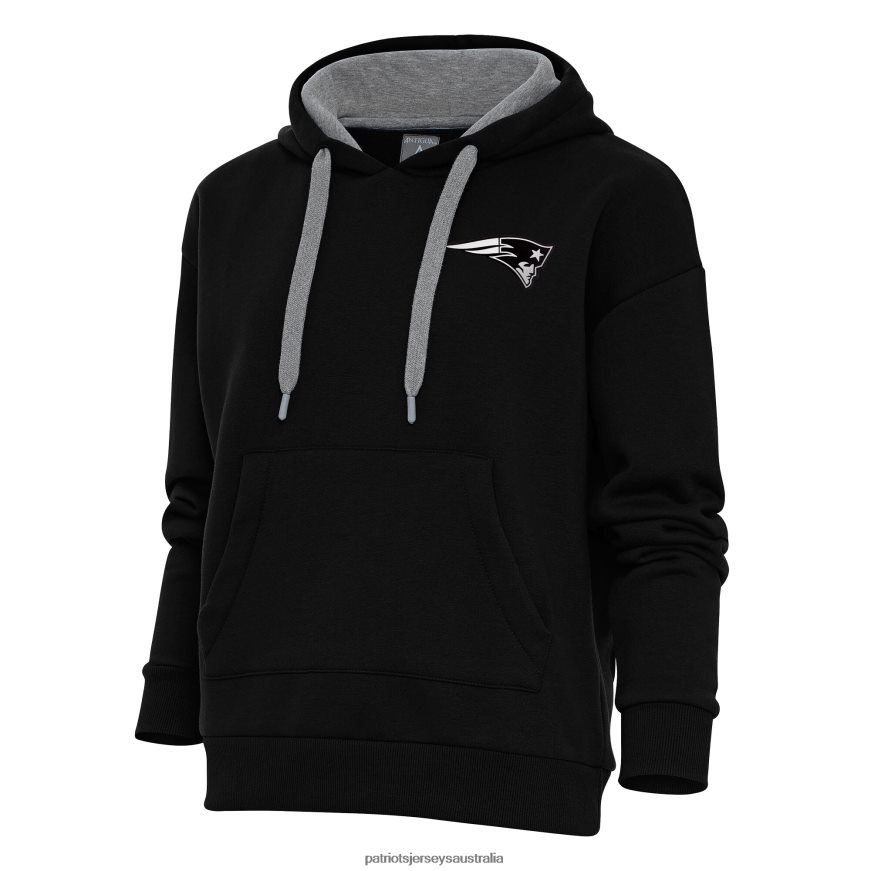 Women Antigua Black Metallic Logo Victory Pullover Hoodie ZZ06V22460 Patriots Jersey Clothing