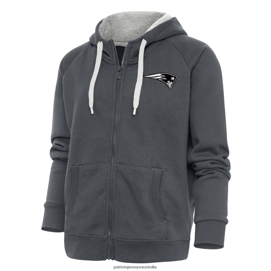 Women Antigua Charcoal Metallic Logo Victory Full-Zip Hoodie ZZ06V22453 Patriots Jersey Clothing