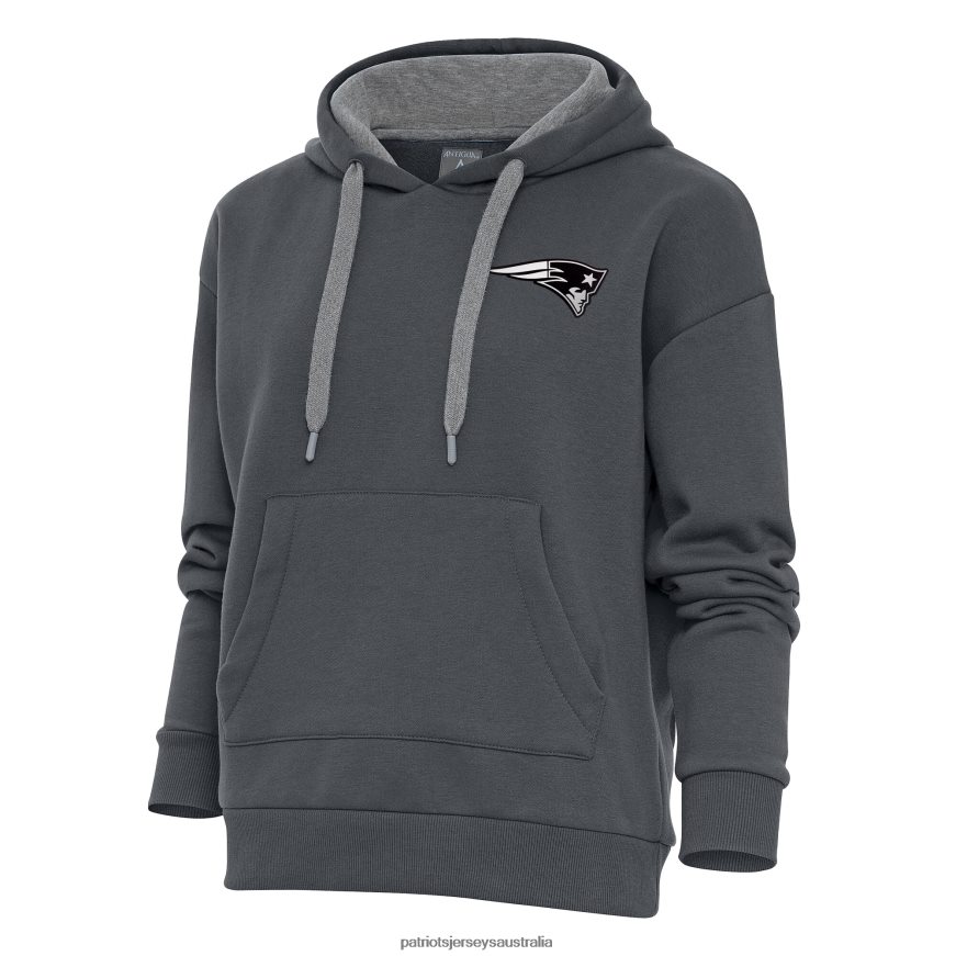 Women Antigua Charcoal Metallic Logo Victory Pullover Hoodie ZZ06V22461 Patriots Jersey Clothing