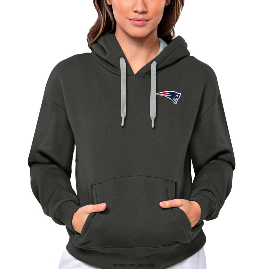 Women Antigua Charcoal Victory Pullover Hoodie ZZ06V22439 Patriots Jersey Clothing