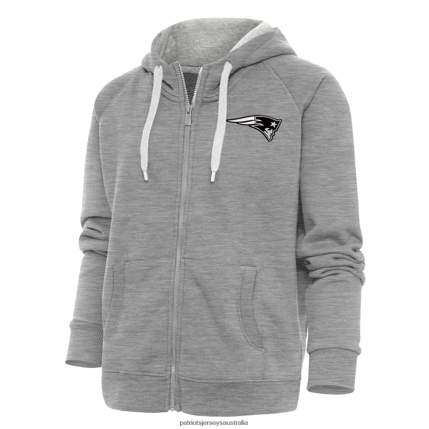 Women Antigua Heather Gray Metallic Logo Victory Full-Zip Hoodie ZZ06V22392 Patriots Jersey Clothing
