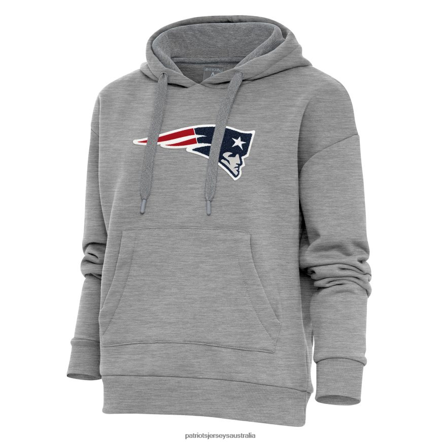Women Antigua Heathered Gray Victory Chenille Pullover Hoodie ZZ06V22333 Patriots Jersey Clothing