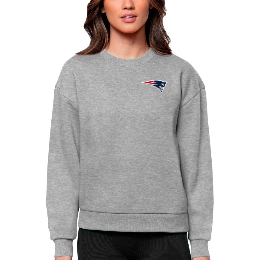 Women Antigua Heathered Gray Victory Crewneck Pullover Sweatshirt ZZ06V22441 Patriots Jersey Clothing