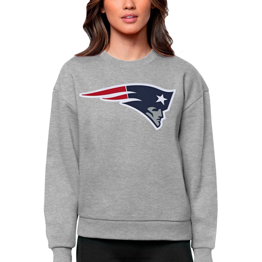 Women Antigua Heathered Gray Victory Logo Pullover Sweatshirt ZZ06V22447 Patriots Jersey Clothing