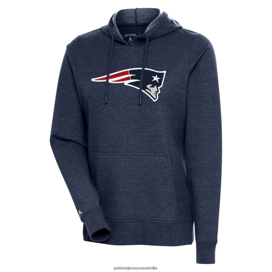 Women Antigua Heathered Navy Action Chenille Pullover Hoodie ZZ06V22408 Patriots Jersey Clothing