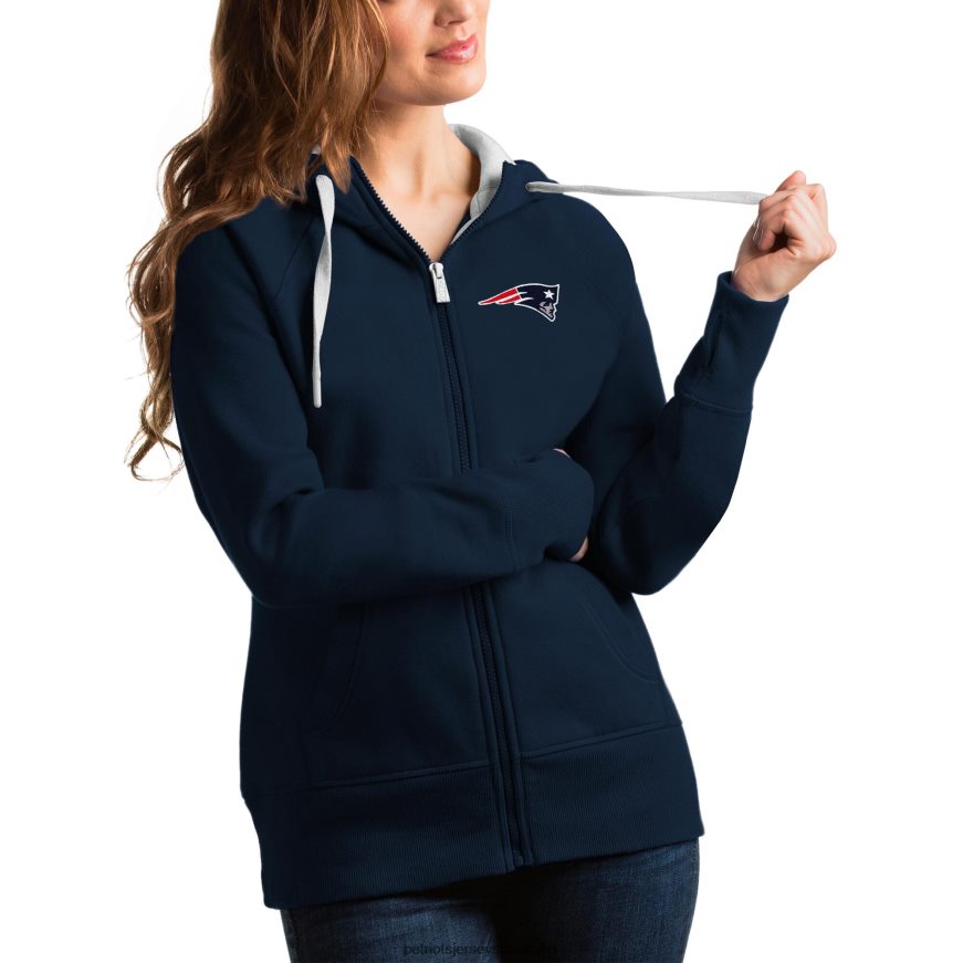 Women Antigua Navy Victory Full-Zip Hoodie ZZ06V22342 Patriots Jersey Clothing