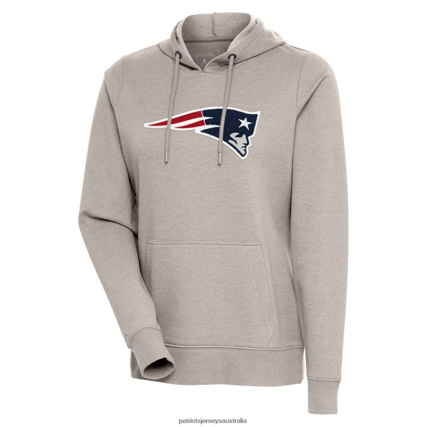 Women Antigua Oatmeal Action Chenille Pullover Hoodie ZZ06V22420 Patriots Jersey Clothing