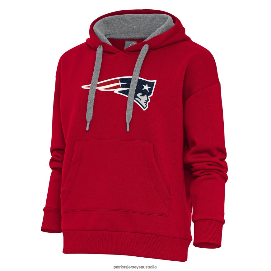 Women Antigua Red Victory Chenille Pullover Hoodie ZZ06V22430 Patriots Jersey Clothing