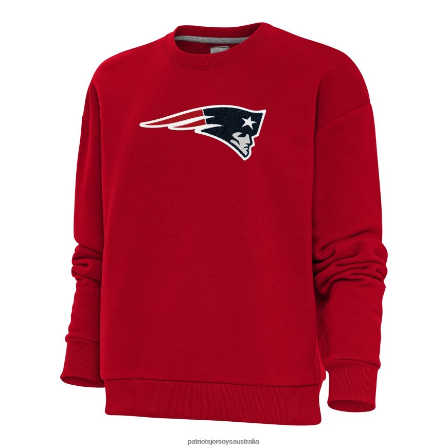 Women Antigua Red Victory Crewneck Chenille Pullover Sweatshirt ZZ06V22427 Patriots Jersey Clothing