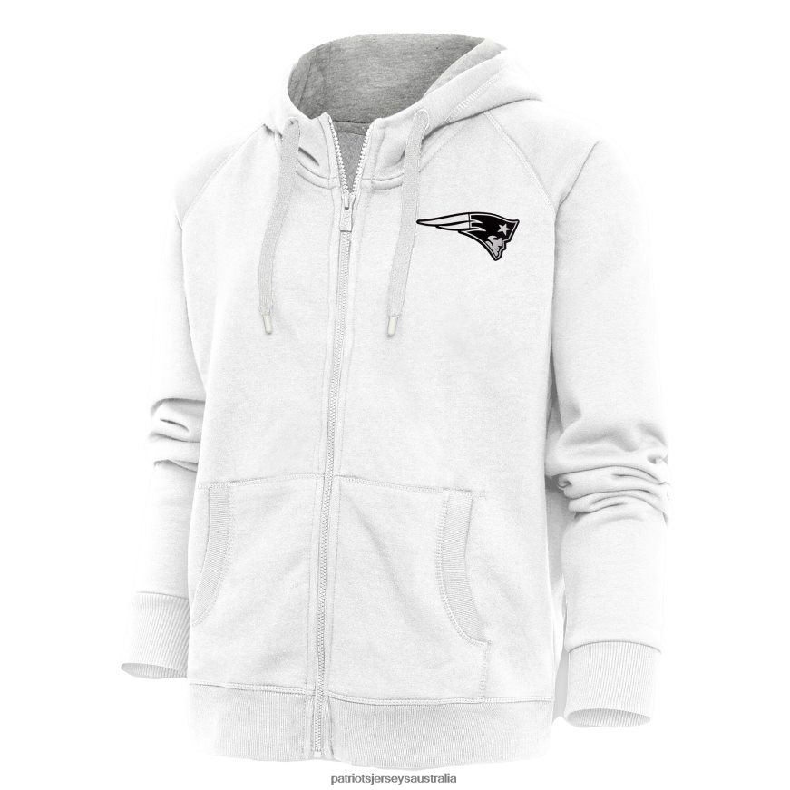 Women Antigua White Metallic Logo Victory Full-Zip Hoodie ZZ06V22454 Patriots Jersey Clothing