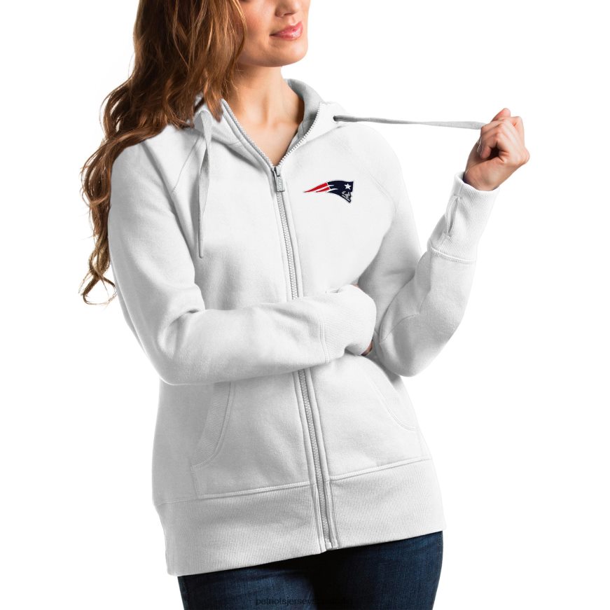 Women Antigua White Victory Full-Zip Hoodie ZZ06V22464 Patriots Jersey Clothing