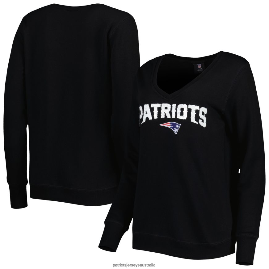 Women Cuce Black Sequin Logo V-Neck Pullover Sweatshirt ZZ06V22390 Patriots Jersey Clothing