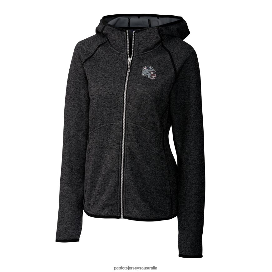 Women Cutter & Buck Charcoal Helmet Logo Mainsail Sweater-Knit Full-Zip Hoodie ZZ06V2849 Patriots Jersey Clothing