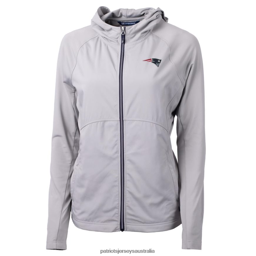 Women Cutter & Buck Gray Adapt Eco Knit Full-Zip Hoodie ZZ06V21078 Patriots Jersey Clothing