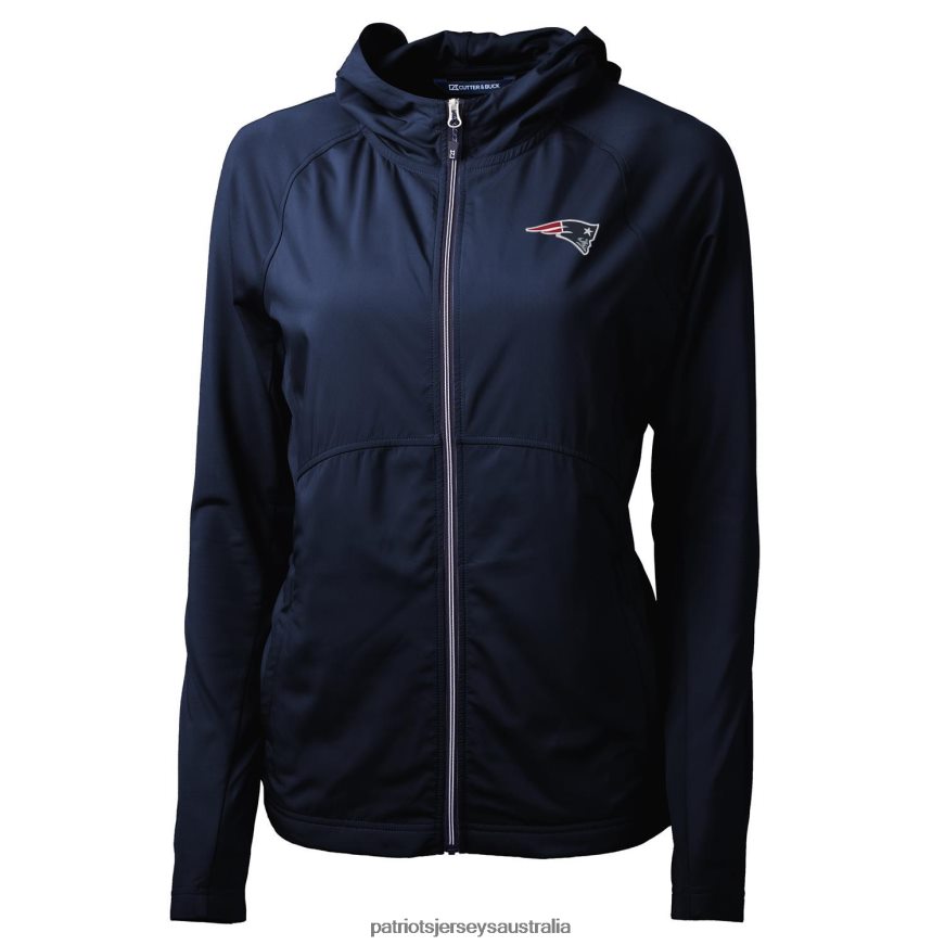 Women Cutter & Buck Navy Adapt Eco Knit Full-Zip Hoodie ZZ06V2929 Patriots Jersey Clothing