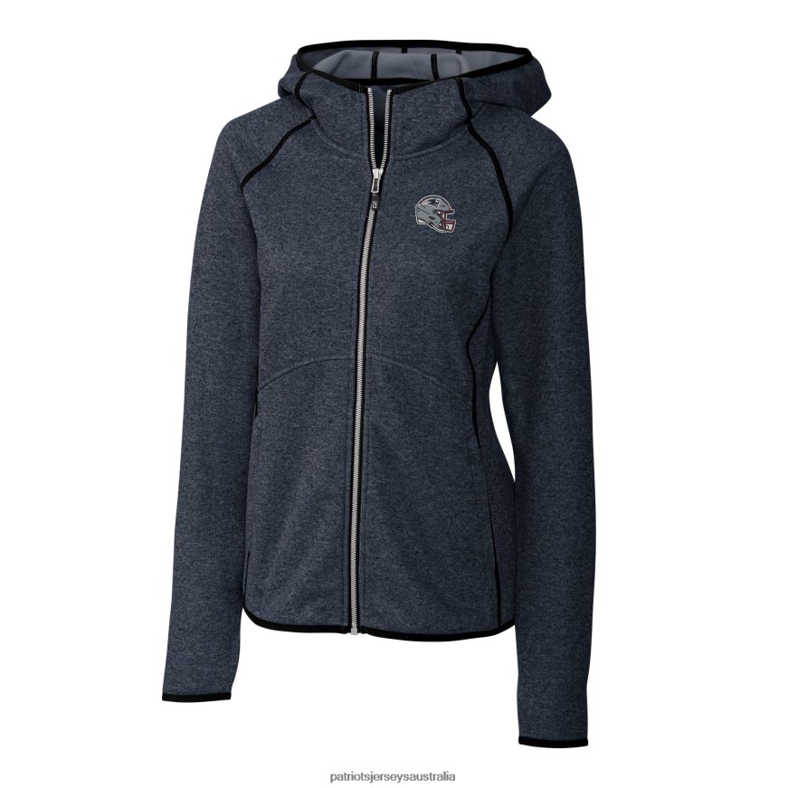 Women Cutter & Buck Navy Helmet Logo Mainsail Sweater-Knit Full-Zip Hoodie ZZ06V2883 Patriots Jersey Clothing