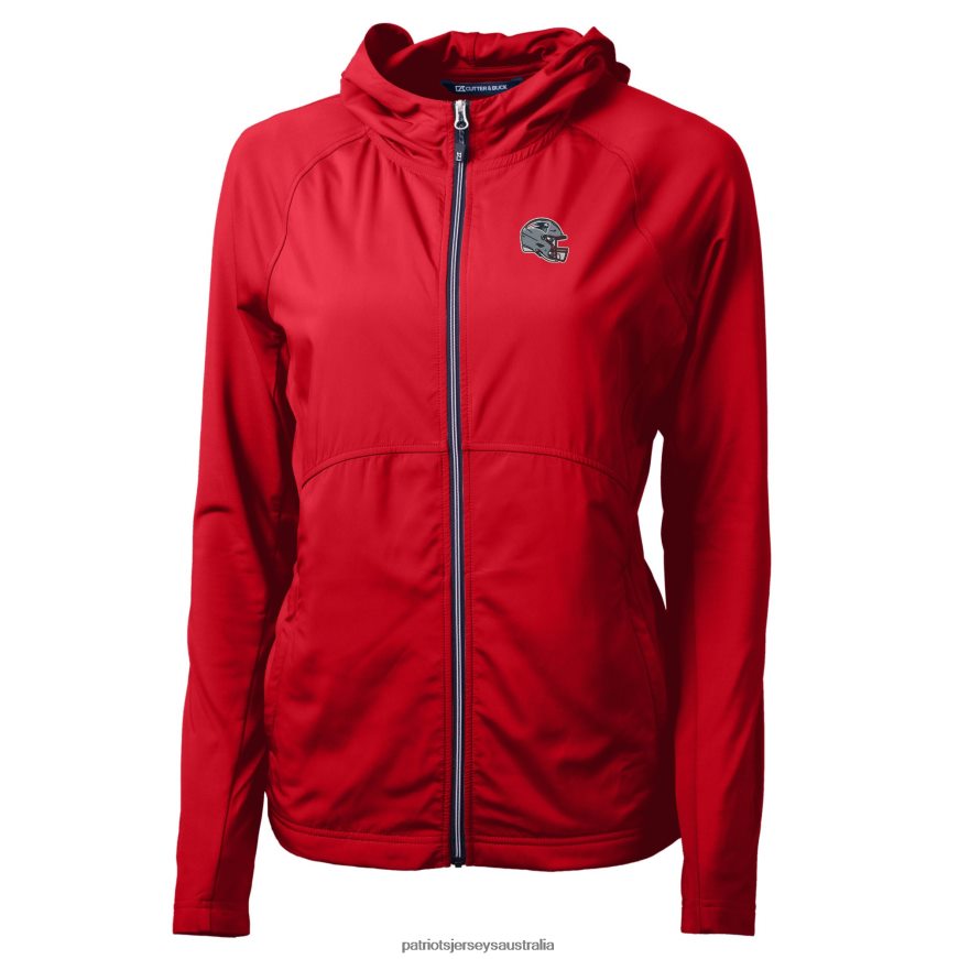Women Cutter & Buck Red Helmet Logo Adapt Eco Knit Hybrid Recycled Full-Zip Hoodie ZZ06V2843 Patriots Jersey Clothing