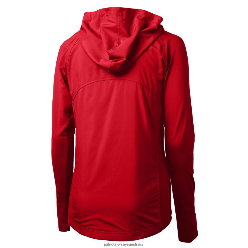 Women Cutter & Buck Red Helmet Logo Adapt Eco Knit Hybrid Recycled Full-Zip Hoodie ZZ06V2843 Patriots Jersey Clothing