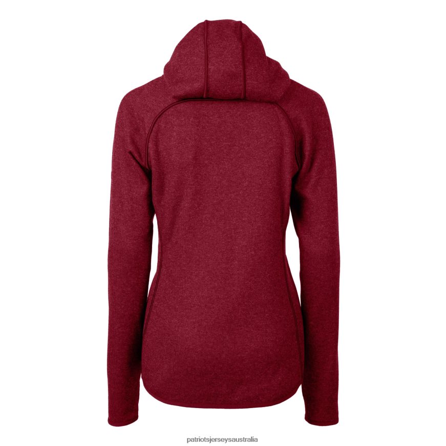 Women Cutter & Buck Red Helmet Logo Mainsail Sweater-Knit Full-Zip Hoodie ZZ06V2889 Patriots Jersey Clothing