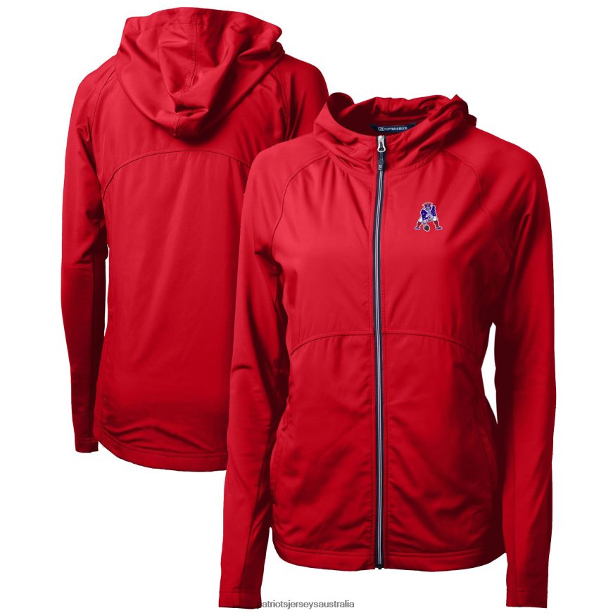 Women Cutter & Buck Red Throwback Logo Adapt Eco Knit Hybrid Recycled Full-Zip Hoodie ZZ06V2935 Patriots Jersey Clothing