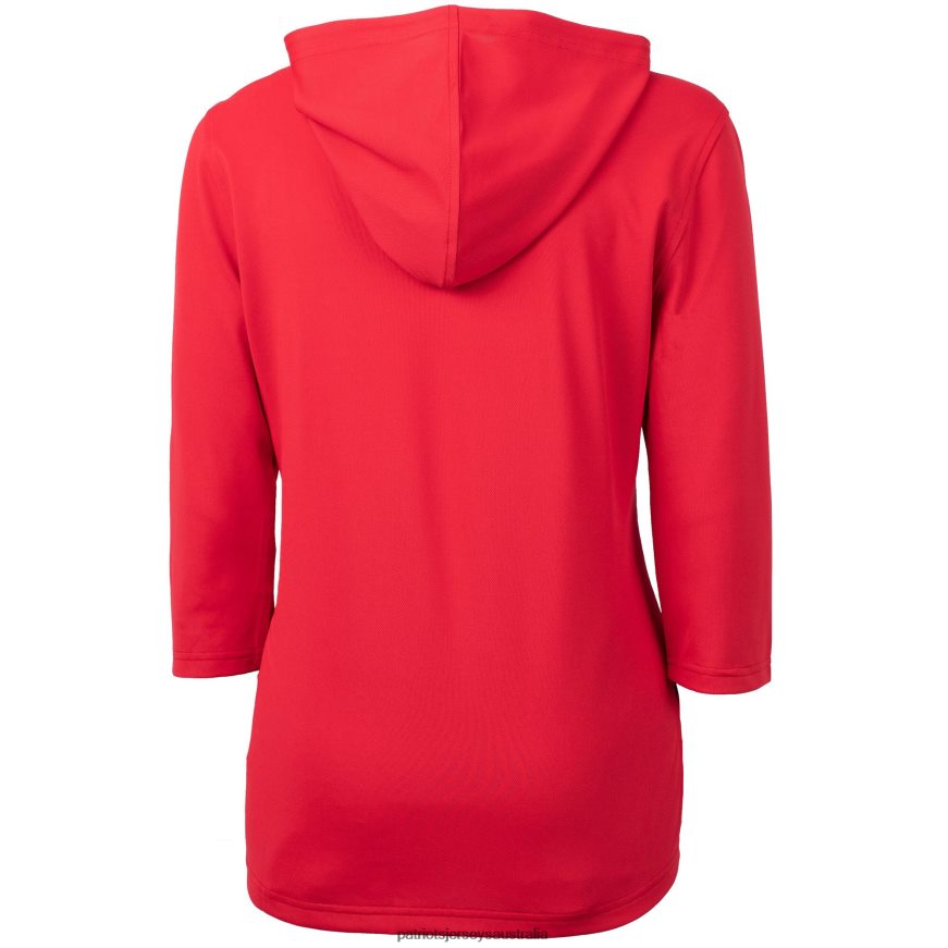 Women Cutter & Buck Red Virtue Eco Pique 3/4 Sleeve Half-Zip Pullover Hoodie ZZ06V21079 Patriots Jersey Clothing