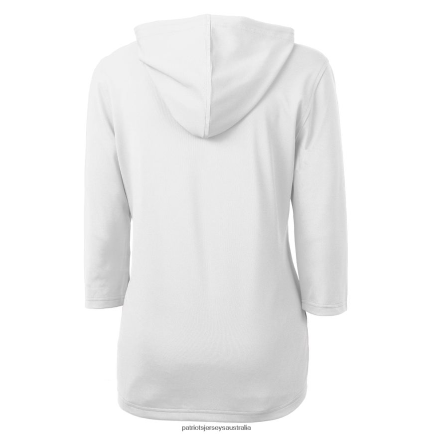 Women Cutter & Buck White Throwback Logo Virtue Eco Pique 3/4 Sleeve Half-Zip Pullover Hoodie ZZ06V21082 Patriots Jersey Clothing