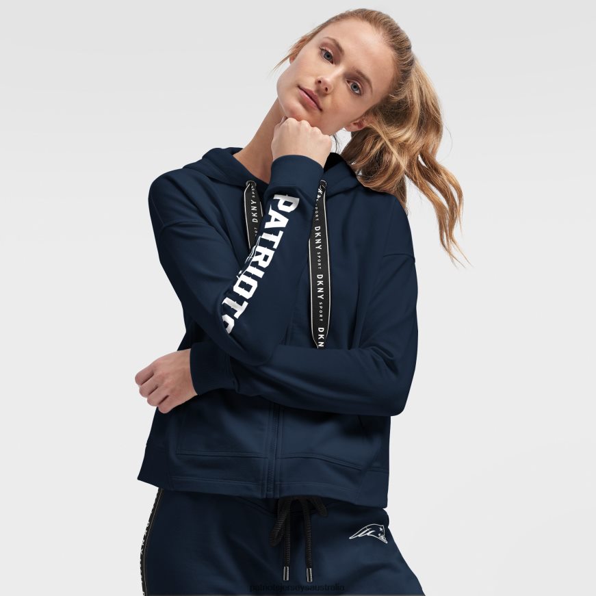 Women DKNY Sport Navy Zoey Crop Full-Zip Hoodie ZZ06V22467 Patriots Jersey Clothing
