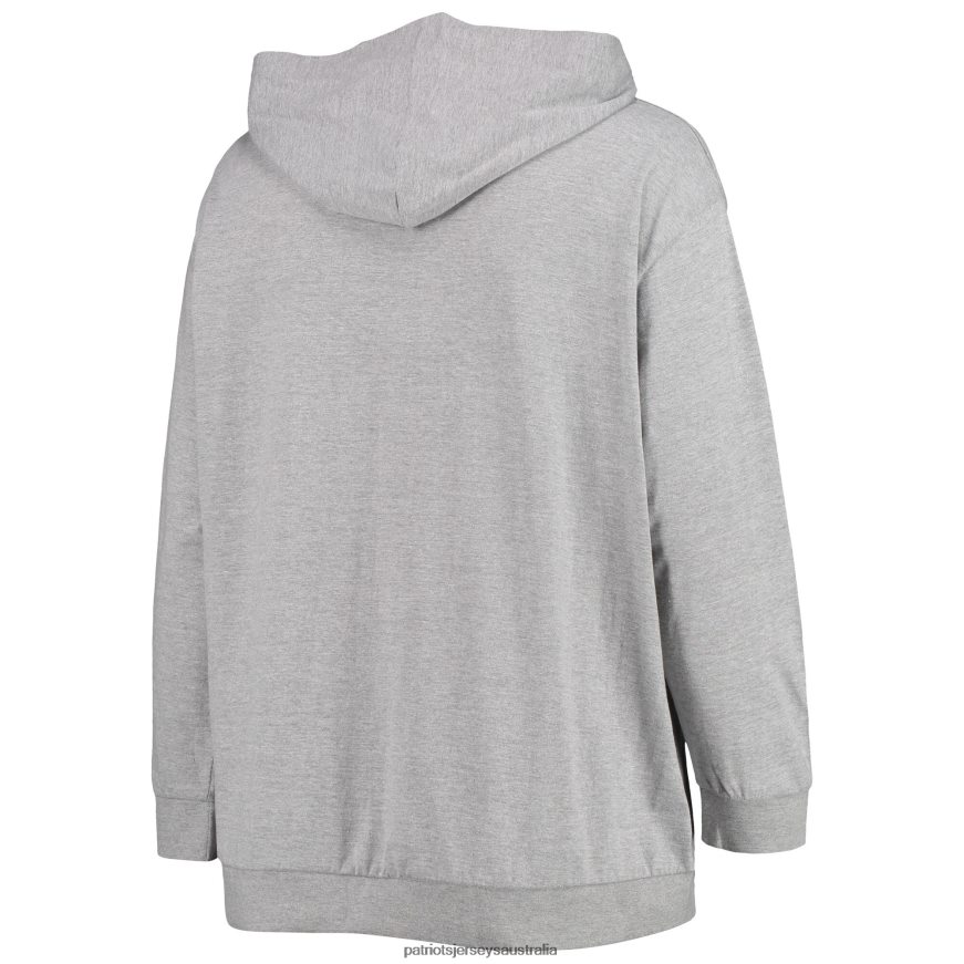 Women Fanatics Branded Heathered Gray Plus Size Lace-Up Pullover Hoodie ZZ06V22318 Patriots Jersey Clothing