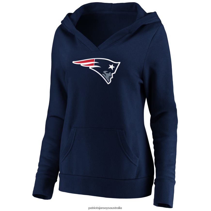 Women Fanatics Branded Navy Primary Team Logo V-Neck Pullover Hoodie ZZ06V22463 Patriots Jersey Clothing
