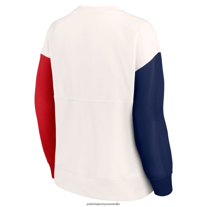 Women Fanatics Branded White Colorblock Primary Logo Pullover Sweatshirt ZZ06V22347 Patriots Jersey Clothing