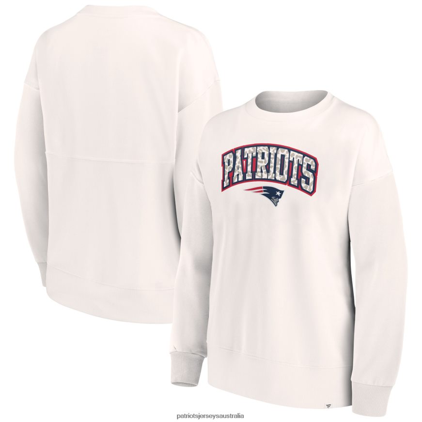 Women Fanatics Branded White Leopard Team Pullover Sweatshirt ZZ06V22350 Patriots Jersey Clothing