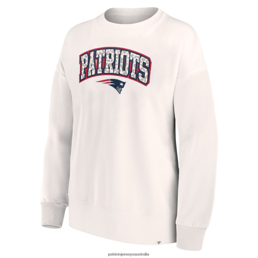 Women Fanatics Branded White Leopard Team Pullover Sweatshirt ZZ06V22350 Patriots Jersey Clothing
