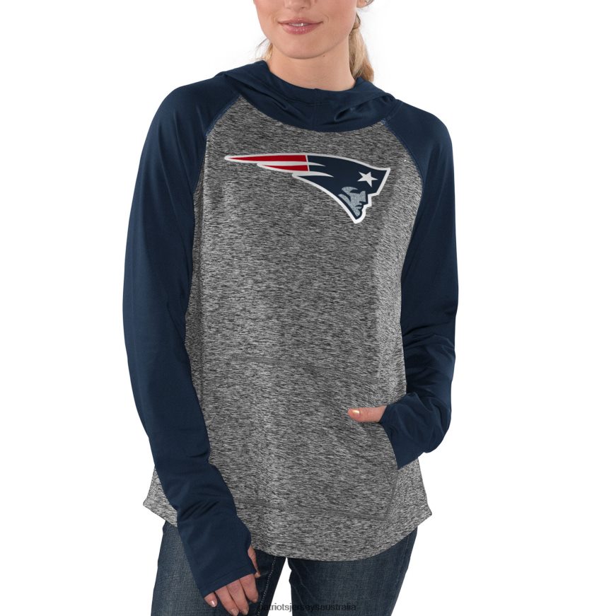 Women G-III 4Her by Carl Banks Heathered Gray/Navy Championship Ring Pullover Hoodie ZZ06V22351 Patriots Jersey Clothing