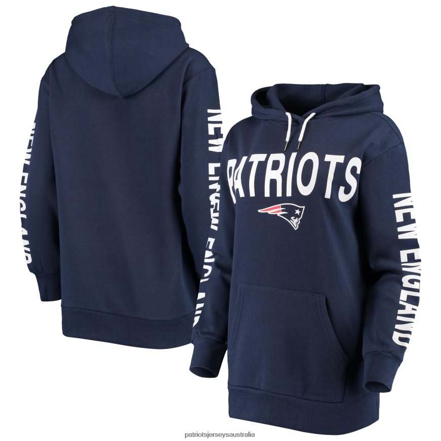 Women G-III 4Her by Carl Banks Navy Extra Point Pullover Hoodie ZZ06V22344 Patriots Jersey Clothing