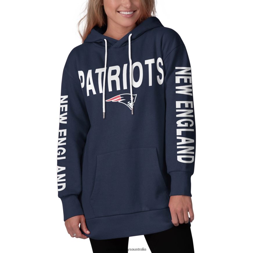 Women G-III 4Her by Carl Banks Navy Extra Point Pullover Hoodie ZZ06V22344 Patriots Jersey Clothing