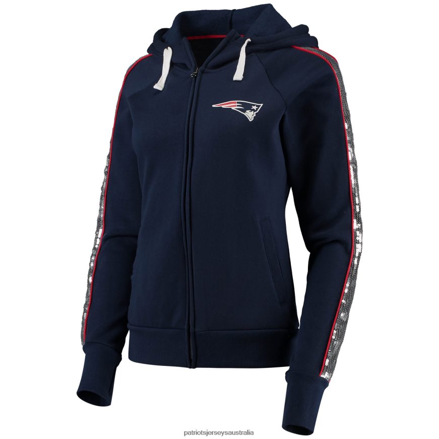 Women G-III 4Her by Carl Banks Navy Game Changer Raglan Full-Zip Hoodie ZZ06V22388 Patriots Jersey Clothing