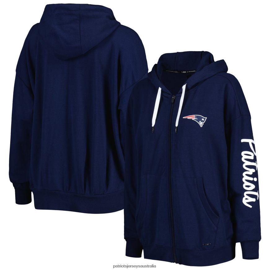 Women MSX by Michael Strahan Navy Emerson Lightweight Full-Zip Hoodie ZZ06V22369 Patriots Jersey Clothing