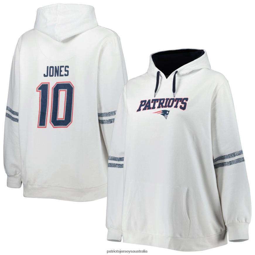 Women Mac Jones White Plus Size Name & Number Pullover Hoodie ZZ06V22371 Patriots Jersey Clothing