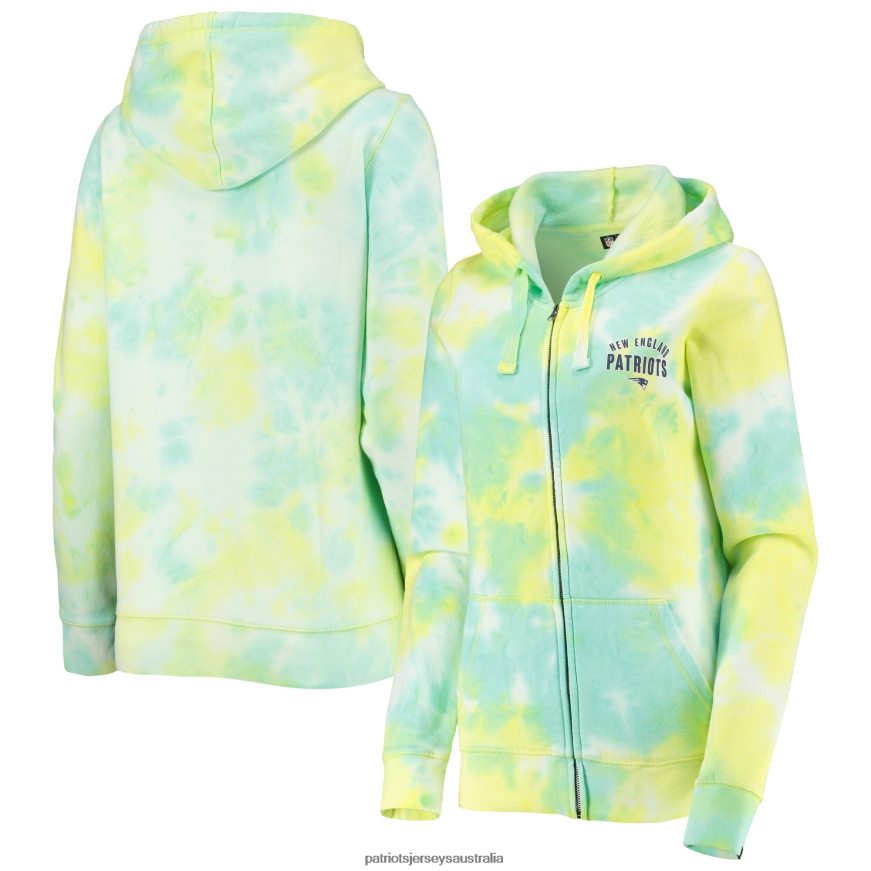 Women New Era White Ice-Dye Full-Zip Hoodie ZZ06V22418 Patriots Jersey Clothing