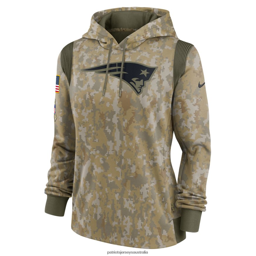 Women Nike Olive 2021 Salute To Service Therma Performance Pullover Hoodie ZZ06V22396 Patriots Jersey Clothing