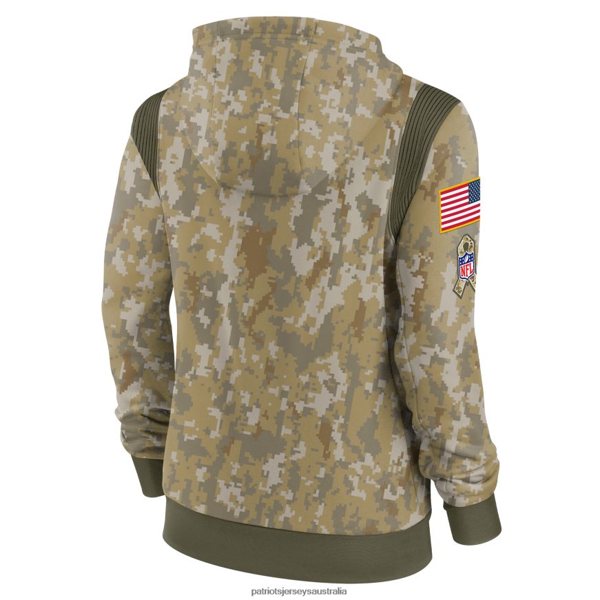 Women Nike Olive 2021 Salute To Service Therma Performance Pullover Hoodie ZZ06V22396 Patriots Jersey Clothing
