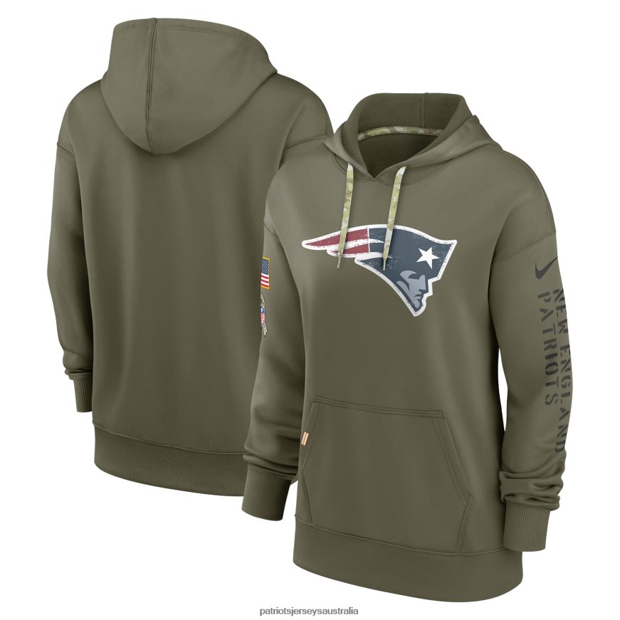 Women Nike Olive 2022 Salute To Service Performance Pullover Hoodie ZZ06V22330 Patriots Jersey Clothing