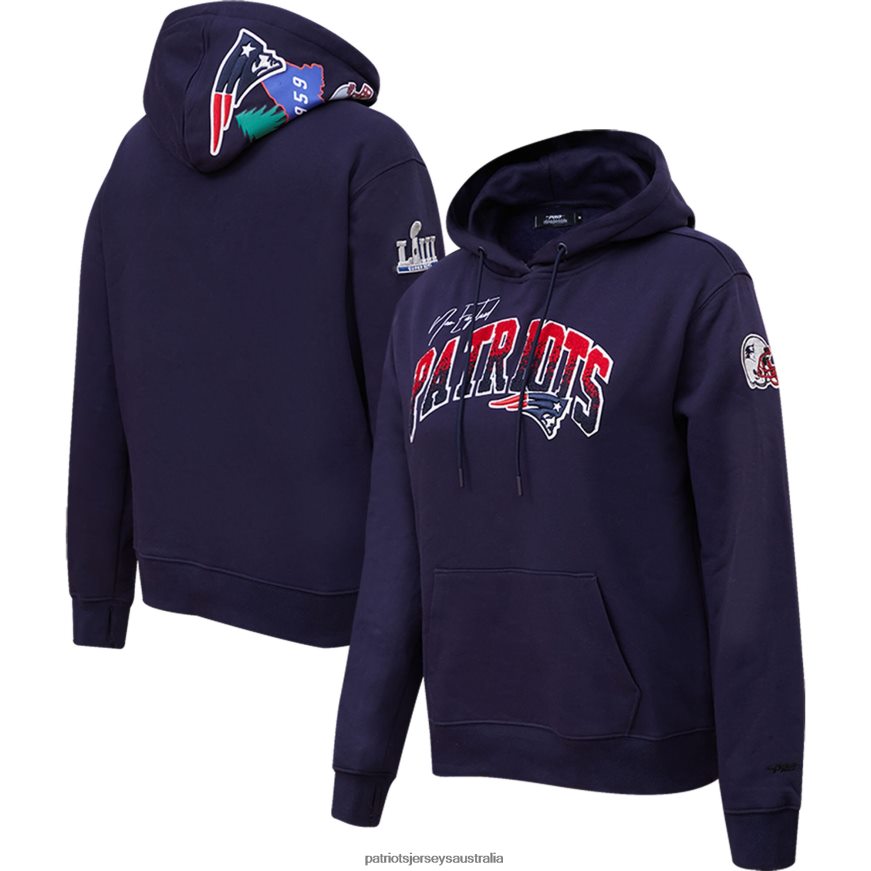 Women Pro Standard Navy Local Patch Pullover Hoodie ZZ06V22357 Patriots Jersey Clothing