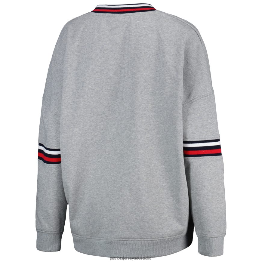 Women The Wild Collective Heather Gray Vintage V-Neck Pullover Sweatshirt ZZ06V22367 Patriots Jersey Clothing