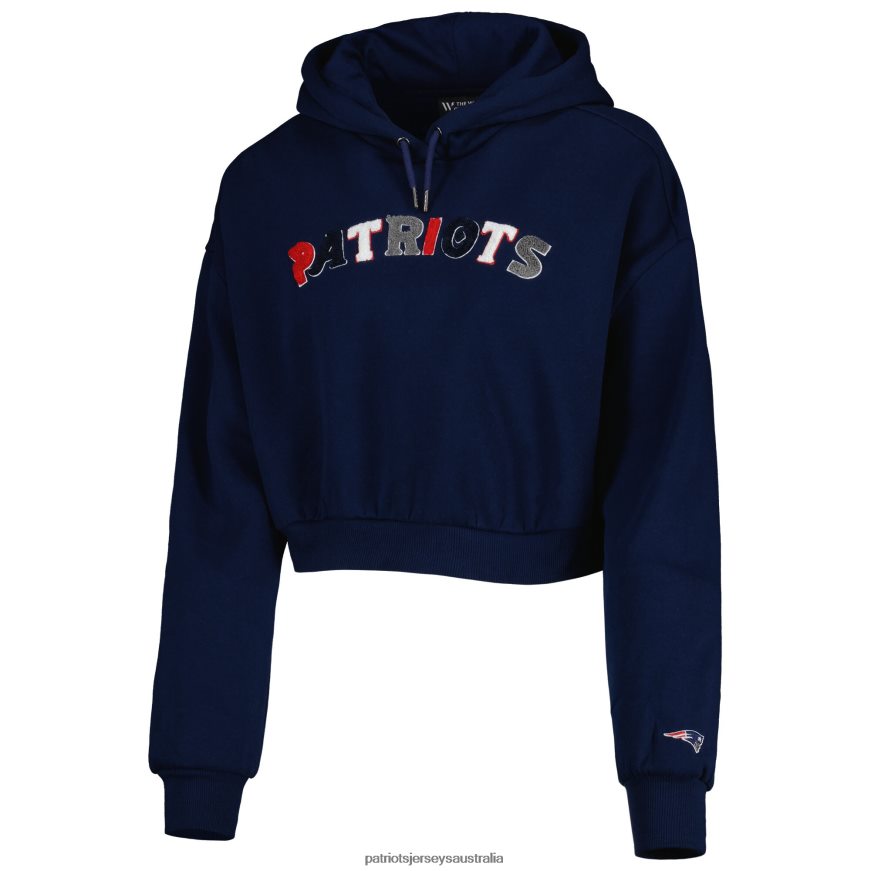 Women The Wild Collective Navy Cropped Pullover Hoodie ZZ06V22399 Patriots Jersey Clothing