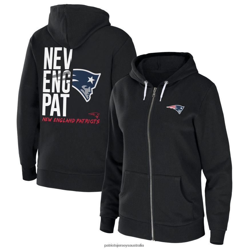 Women WEAR by Erin Andrews Black Sponge Fleece Full-Zip Hoodie ZZ06V22332 Patriots Jersey Clothing
