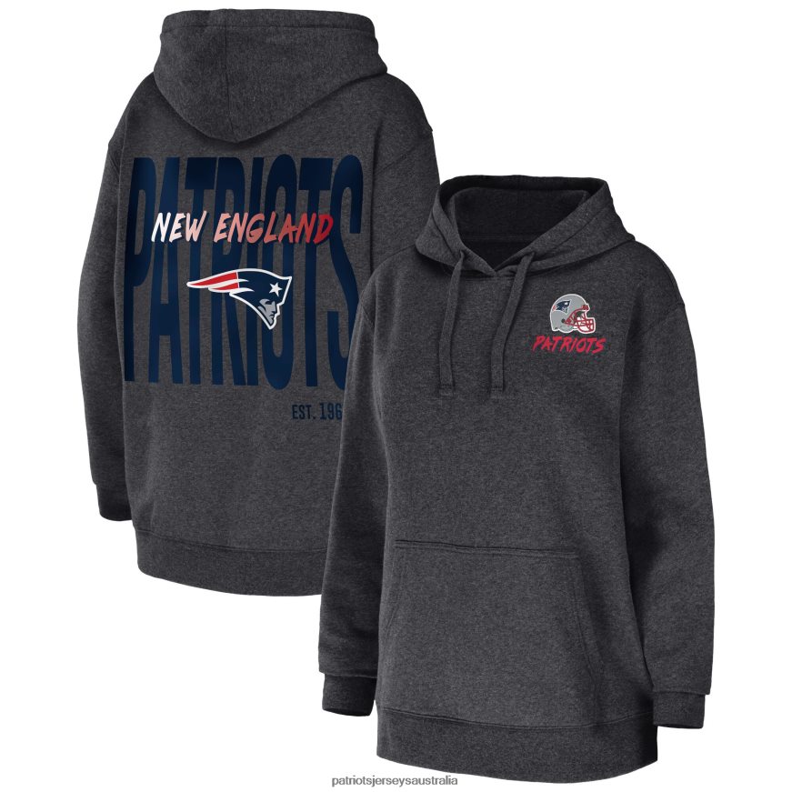 Women WEAR by Erin Andrews Heather Charcoal Fleece Pullover Hoodie ZZ06V22381 Patriots Jersey Clothing